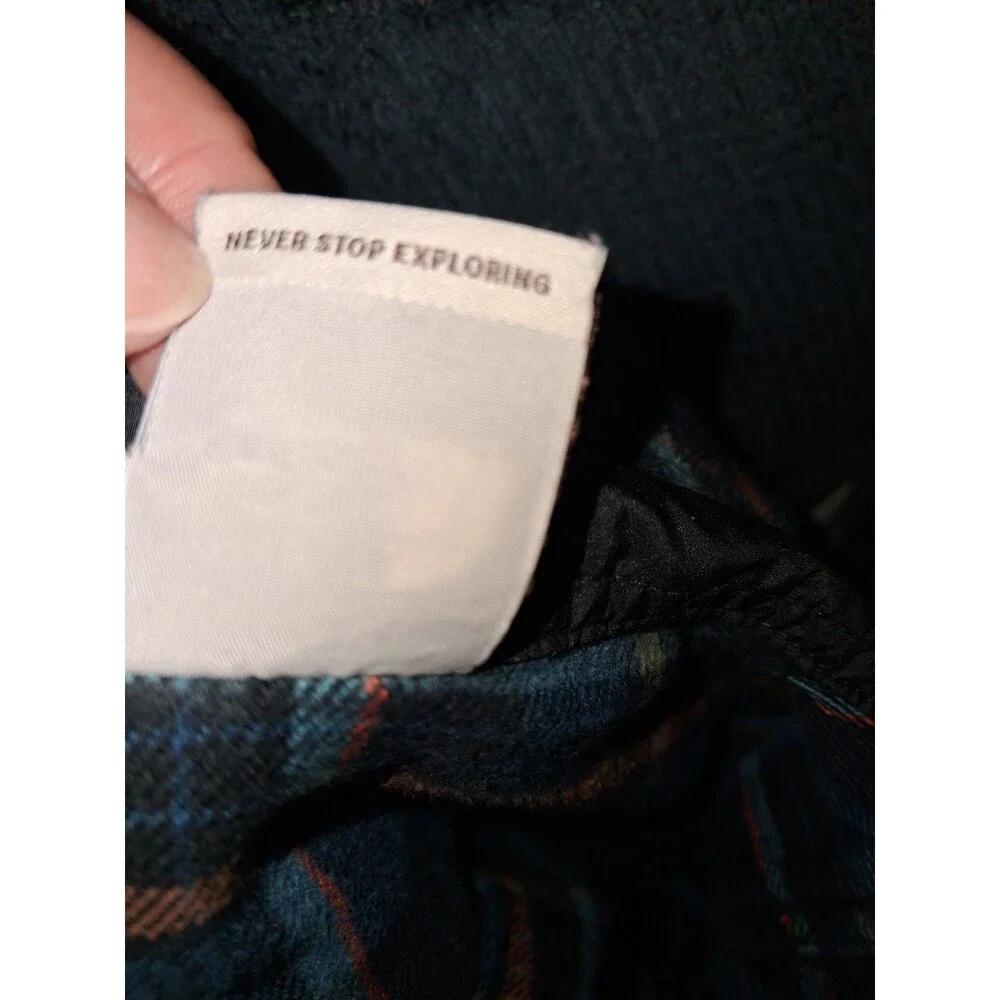 The North Face Men's Medium Blue Plaid Flannel Button Front Shirt Cotton Long...